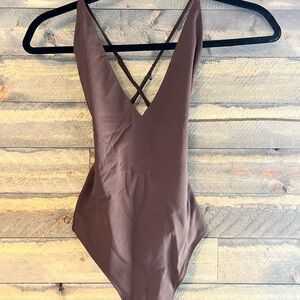 Babaton Aritzia Chocolate Brown Bodysuit